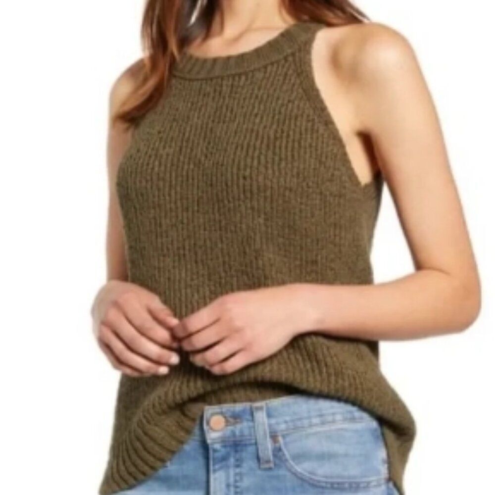 NWOT J. Crew Dark Green Knit tank in size XS